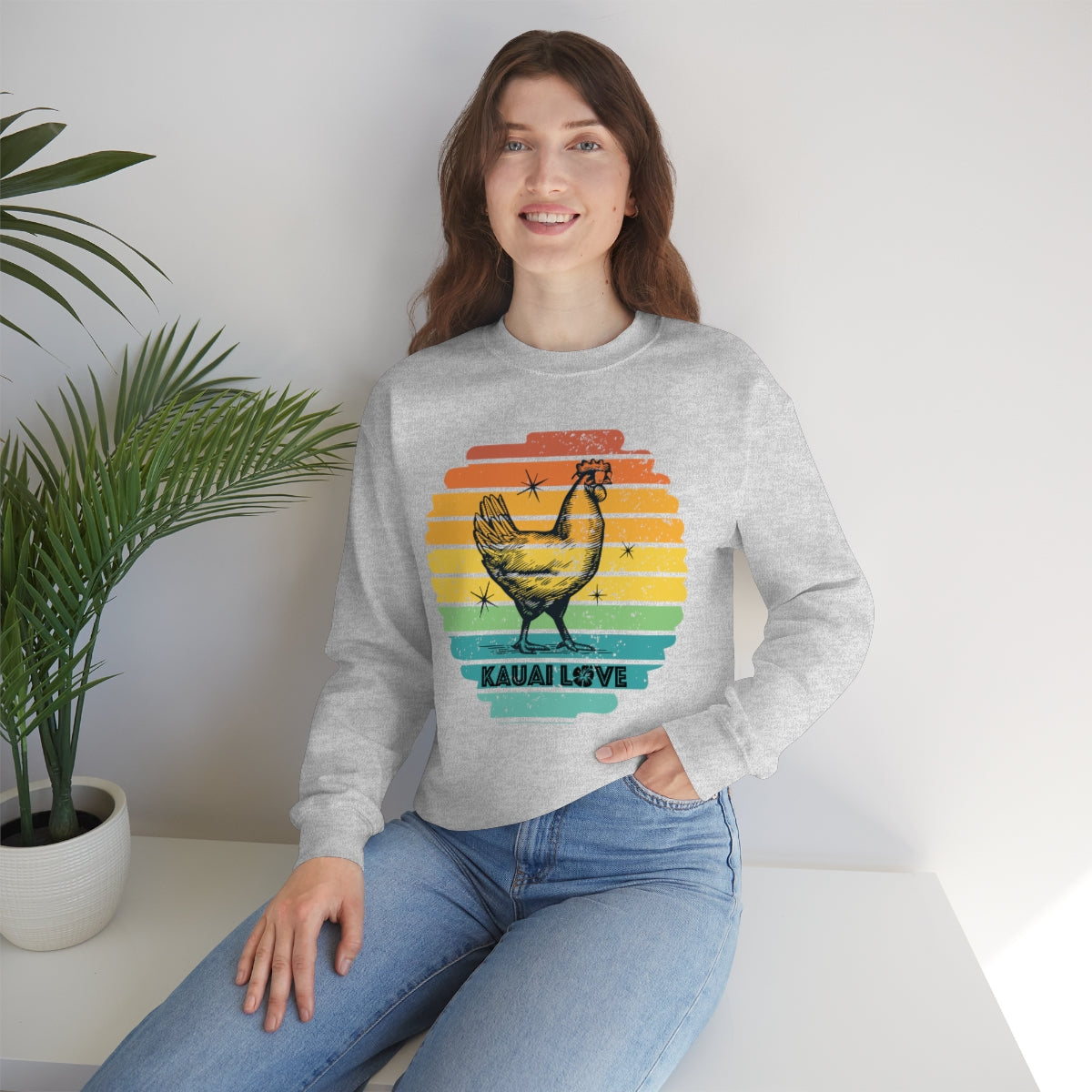 Kauai Love Hawaii Chicken Sweatshirt, I Love Hawaii, I Love Kauai Hawaii Lovers Gift, 808 State, Aloha State, Aloha Spirit, Vintage Hawaii - DarlimStudio