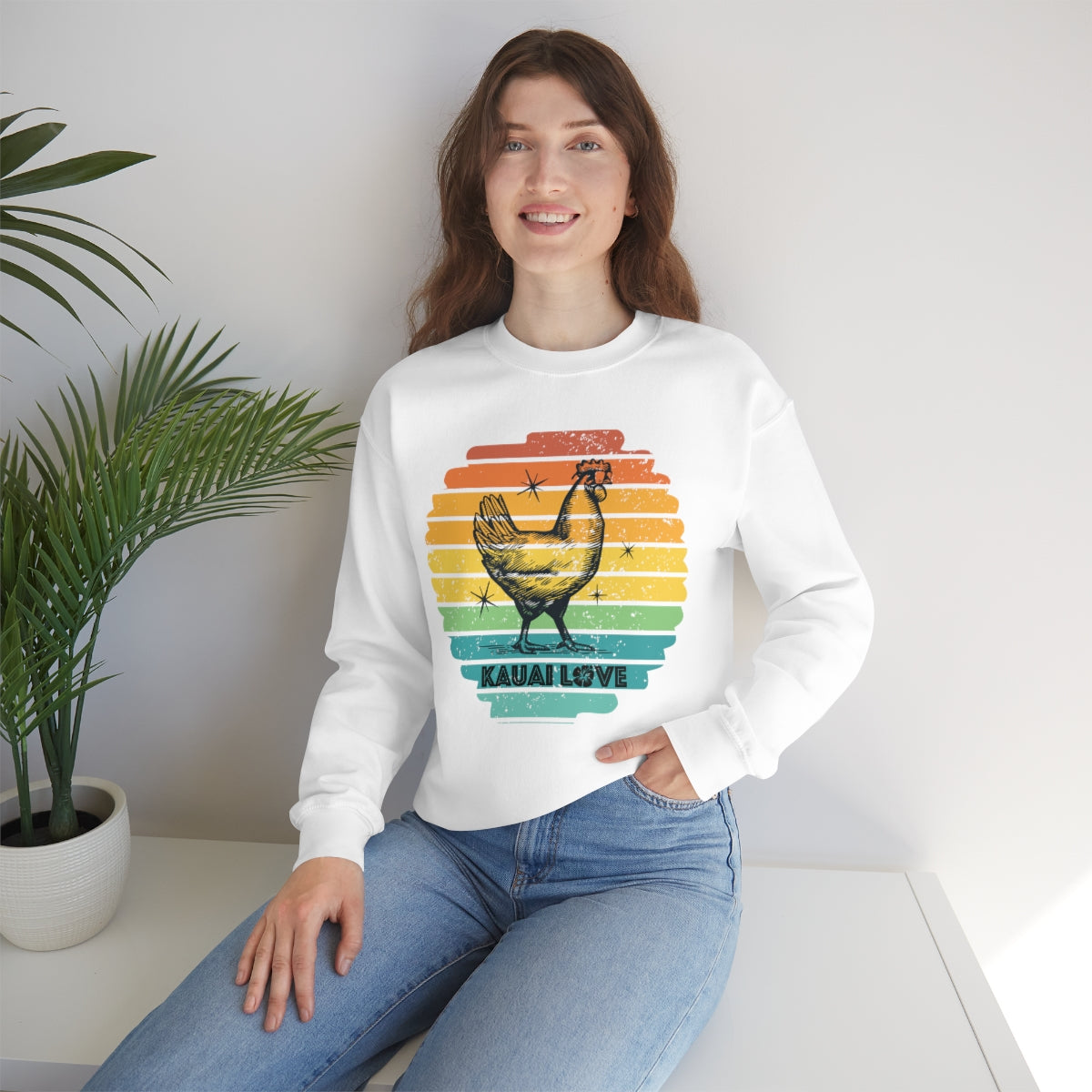 Kauai Love Hawaii Chicken Sweatshirt, I Love Hawaii, I Love Kauai Hawaii Lovers Gift, 808 State, Aloha State, Aloha Spirit, Vintage Hawaii - DarlimStudio