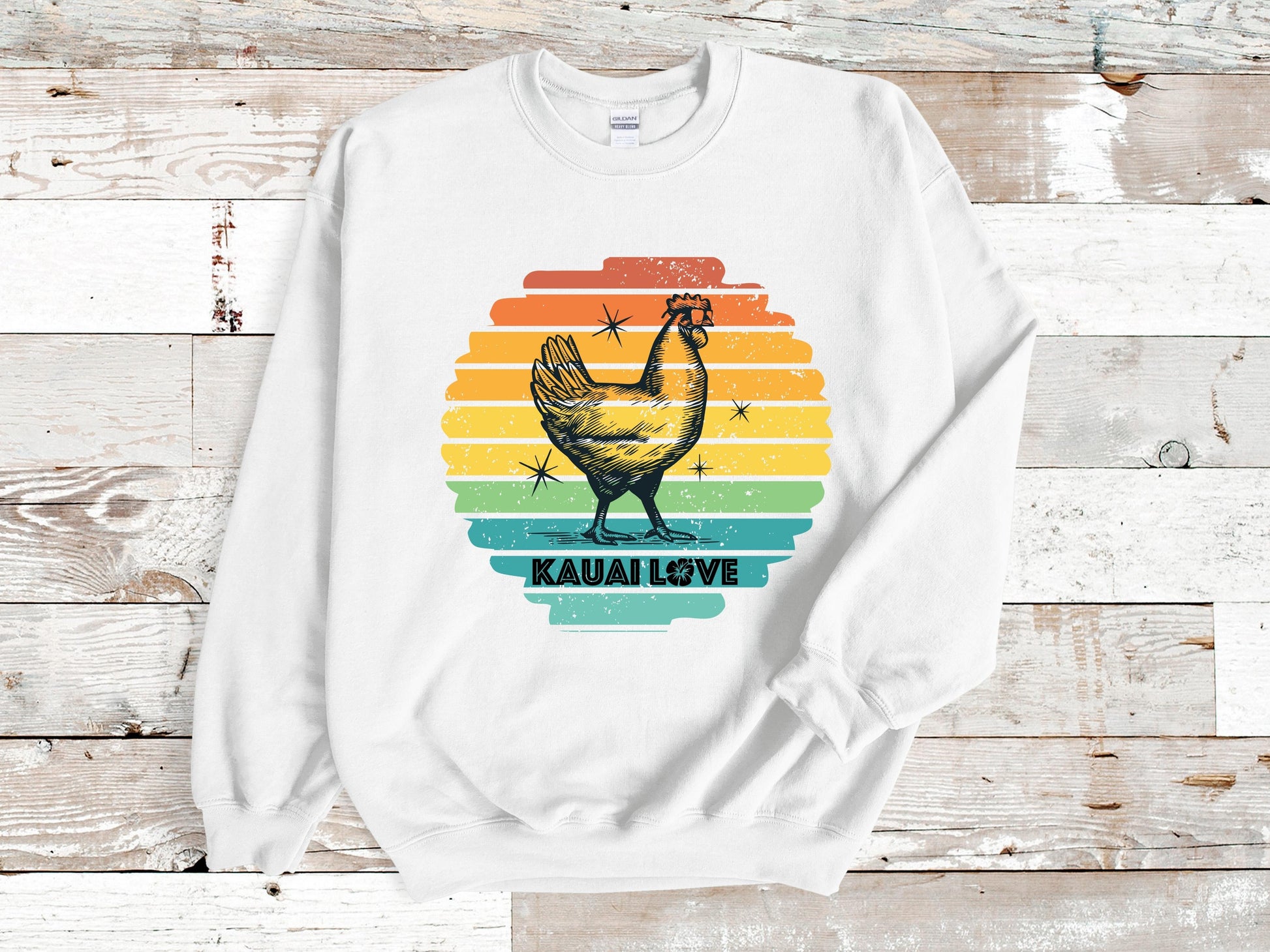 Kauai Love Hawaii Chicken Sweatshirt, I Love Hawaii, I Love Kauai Hawaii Lovers Gift, 808 State, Aloha State, Aloha Spirit, Vintage Hawaii - DarlimStudio