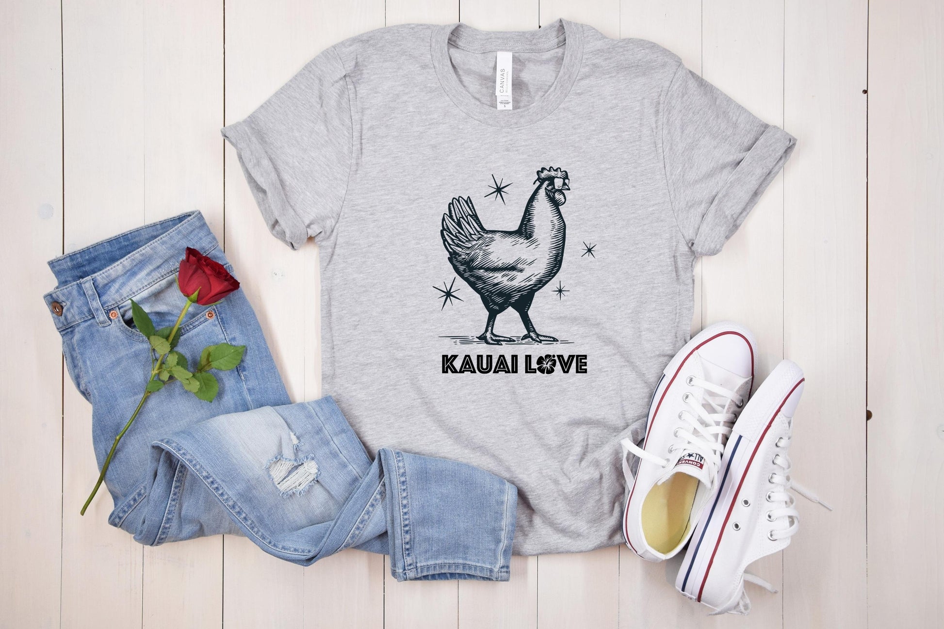 Kauai Love Hawaii Cool Chicken Unisex T shirt, I Love Hawaii, I Love Kauai, 808 State, Aloha State, Aloha Spirit, Vintage Hawaii - DarlimStudio