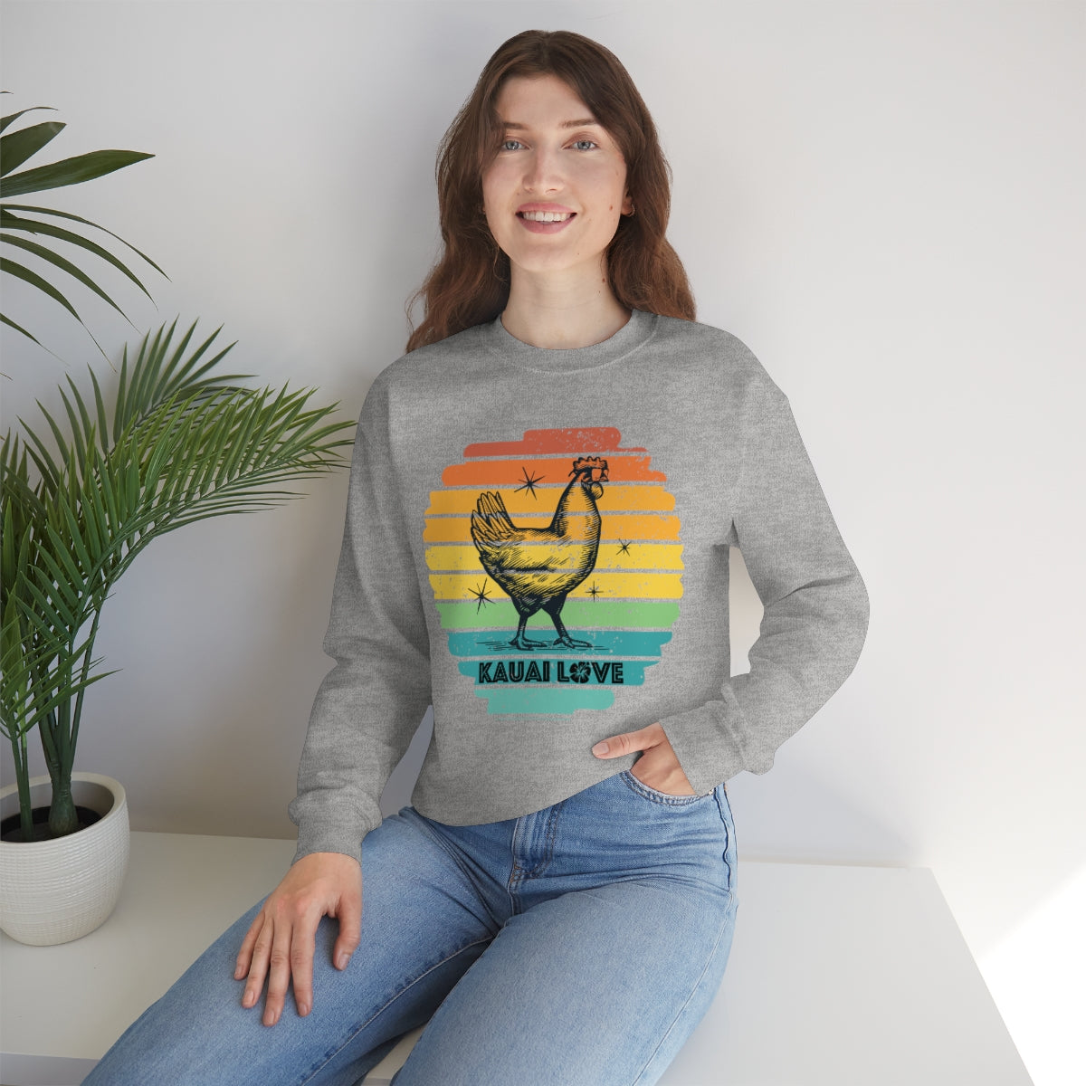 Kauai Love Hawaii Chicken Sweatshirt, I Love Hawaii, I Love Kauai Hawaii Lovers Gift, 808 State, Aloha State, Aloha Spirit, Vintage Hawaii - DarlimStudio