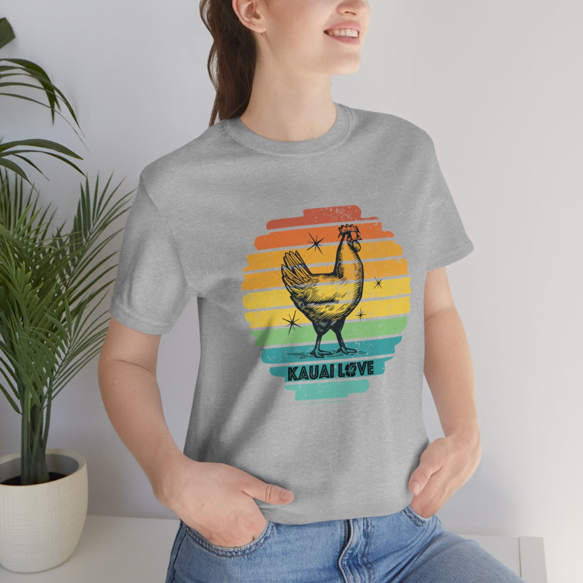 Kauai Love Hawaii Chicken Unisex T shirt, I Love Hawaii, I Love Kauai, Hawaii Lovers Gift, 808 State, Aloha State, Aloha Spirit, Vintage Hawaii - DarlimStudio